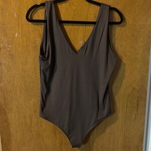 Brown v neck bodysuit